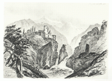 рисунок М.Ю. Лермонтова "Развалины в Грузии"
